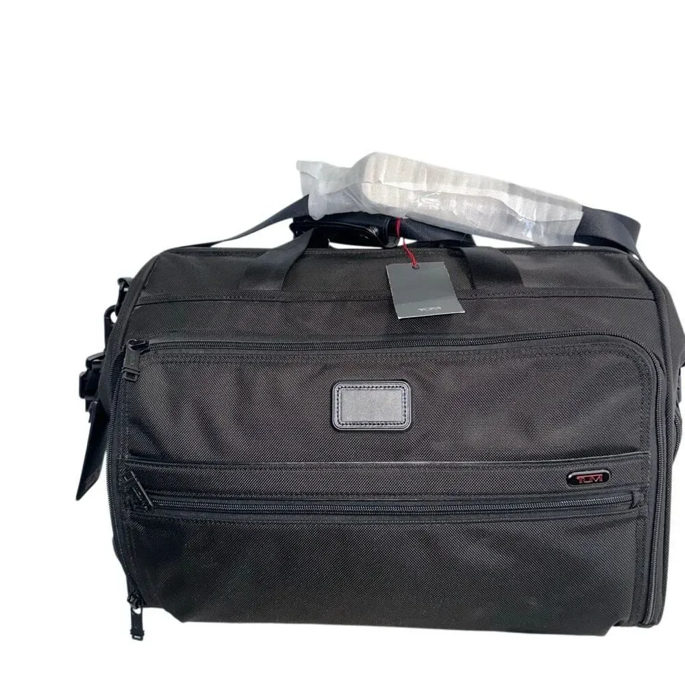 TUMI $550 Framed Soft Duffel Travel Bag Black Carry On Weekender NEW
